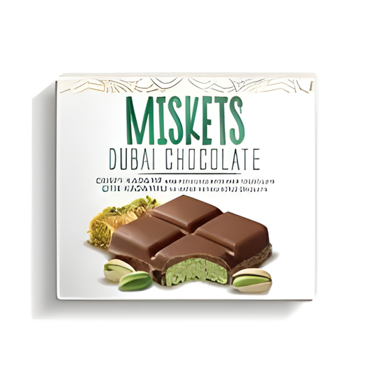 Chocolate Miskets Dubai (Pistacho con Chocolate con Leche) 100 g 72 uds/Caja (12x6)