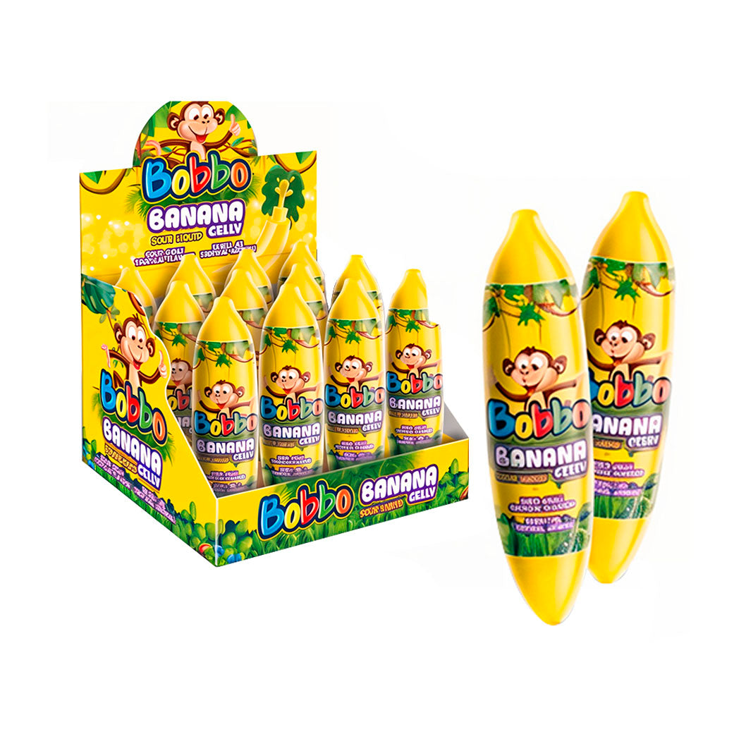 Bobbo Banana Sour Liquid Jelly 50g – 72 Piezas
