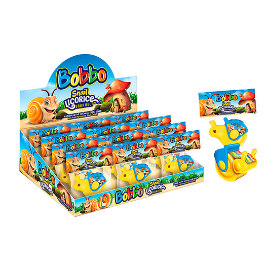 Bobbo Snail Licorice Sour Belt 100g – 72 Piezas