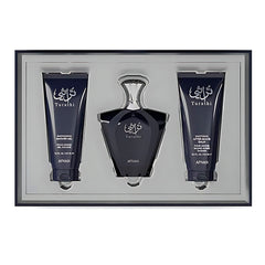 Afnan Turathi Blue For Men EDP Spray 90ml & Shower Gel 100ml & After Shave Balm 100ml – 3 Piezas