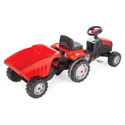 Tractor de pedales activo Pilsan con remolque rojo
