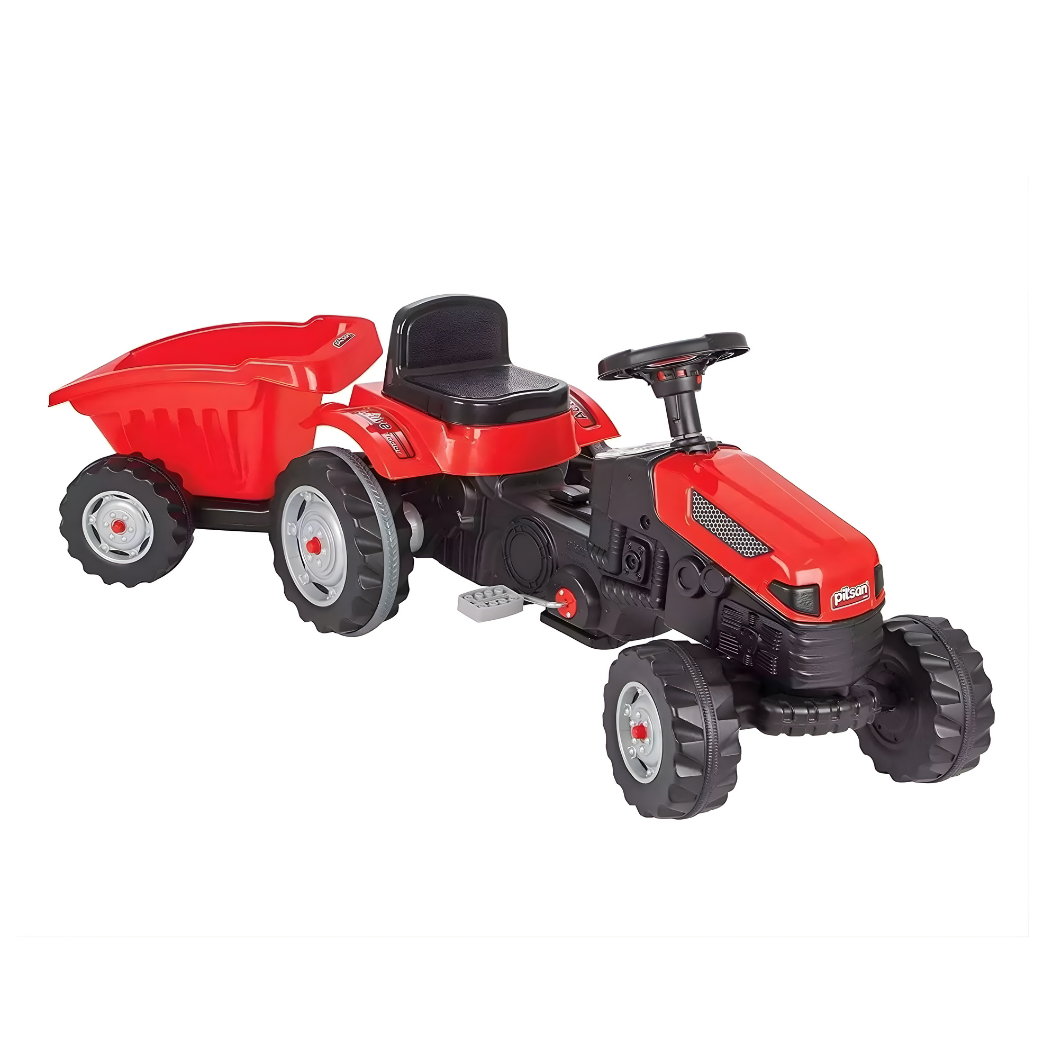 Tractor de pedales activo Pilsan con remolque rojo