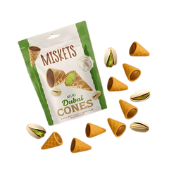 Mini conos Dubai Miskets (chocolate con leche relleno de pasta de pistacho) 50 g 12 piezas/caja