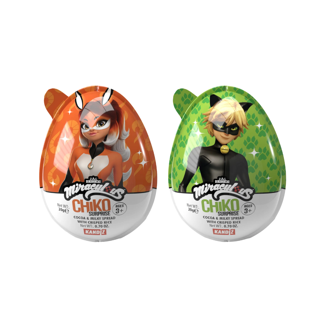 Huevo sorpresa Miraculous Chiko de 20 g, expositor de 96 unidades (24 x 4)