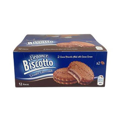 Elegance Biscotto Cocoa Biscuit Double Chocolate 34g (2 bolsas) 144 piezas (12x12)